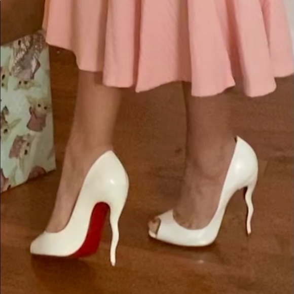 CHRISTIAN LOUBOUTIN JOLLYB WHITE SQUIGGLE HEELS - Picture 10 of 13